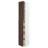 METOD / MAXIMERA hi cab w 2 doors/4 drawers, white/Sinarp brown, 40x60x240 cm