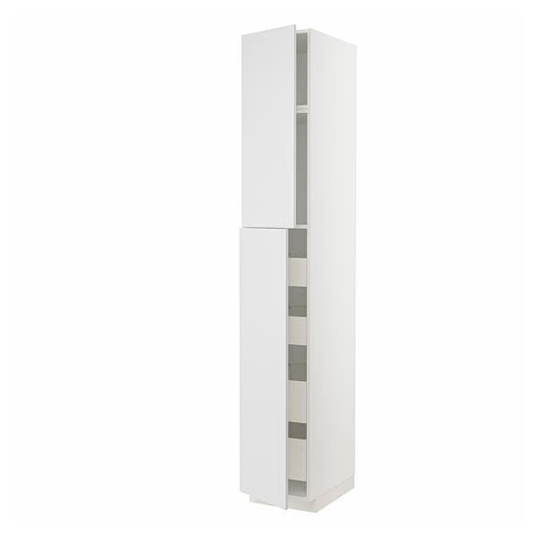 Ikea METOD / MAXIMERA - Hi cab w 2 doors/4 drawers, white/Stensund white, 40x60x240 cm