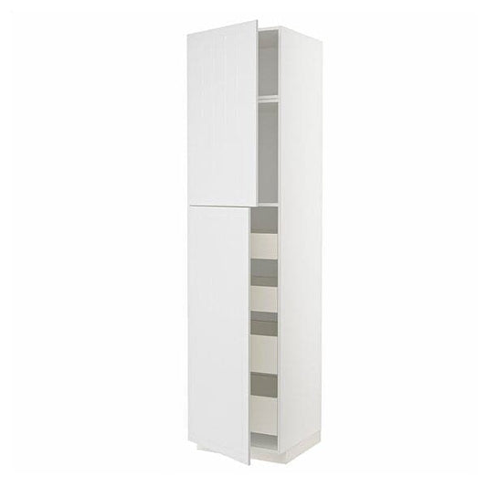 Ikea METOD / MAXIMERA - Hi cab w 2 doors/4 drawers, white/Stensund white, 60x60x240 cm
