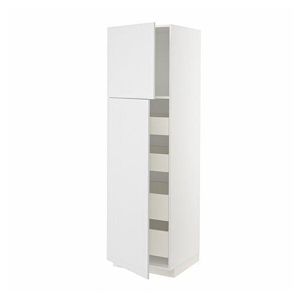 METOD / MAXIMERA - Hi cab w 2 doors/4 drawers, white/Stensund white, 60x60x200 cm