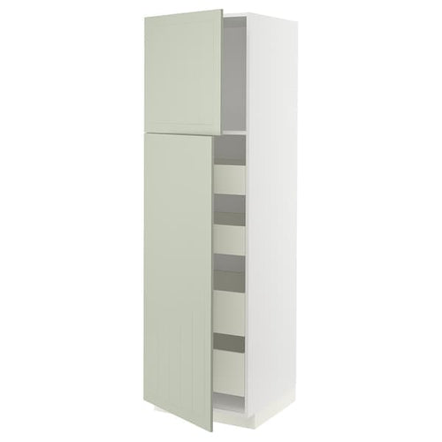 METOD / MAXIMERA hi cab w 2 doors/4 drawers, white/Stensund light green, 60x60x200 cm