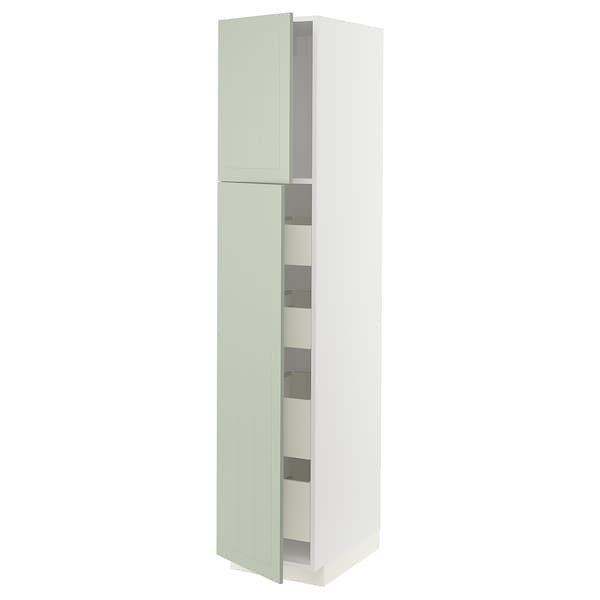 Ikea METOD / MAXIMERA - Hi cab w 2 doors/4 drawers, white/Stensund light green, 40x60x200 cm