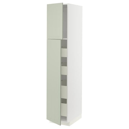 Ikea METOD / MAXIMERA - Hi cab w 2 doors/4 drawers, white/Stensund light green, 40x60x200 cm