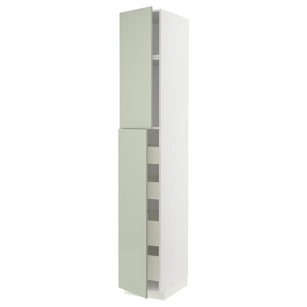 METOD / MAXIMERA - Hi cab w 2 doors/4 drawers, white/Stensund light green, 40x60x240 cm - best price from Maltashopper.com 59486981