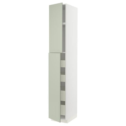 METOD / MAXIMERA - Hi cab w 2 doors/4 drawers, white/Stensund light green, 40x60x240 cm - best price from Maltashopper.com 59486981