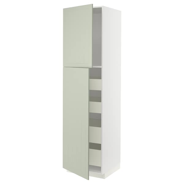 METOD / MAXIMERA - Hi cab w 2 doors/4 drawers, white/Stensund light green, 60x60x220 cm - best price from Maltashopper.com 79486579