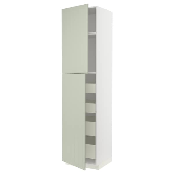 METOD / MAXIMERA - Hi cab w 2 doors/4 drawers, white/Stensund light green, 60x60x240 cm - best price from Maltashopper.com 59486603