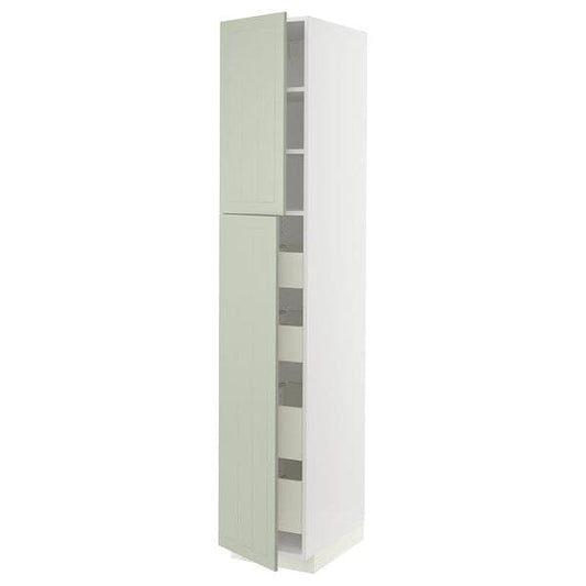 METOD / MAXIMERA - Hi cab w 2 doors/4 drawers, white/Stensund light green, 40x60x220 cm - best price from Maltashopper.com 79486640
