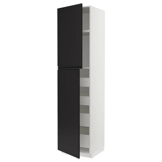 Ikea METOD / MAXIMERA - Hi cab w 2 doors/4 drawers, white/Upplöv matt anthracite , 60x60x240 cm