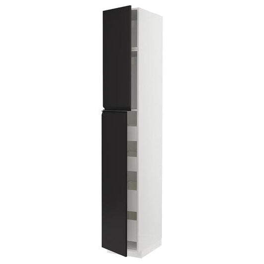 Ikea METOD / MAXIMERA - Hi cab w 2 doors/4 drawers, white/Upplöv matt anthracite , 40x60x240 cm