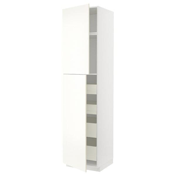 Ikea METOD / MAXIMERA - Hi cab w 2 doors/4 drawers, white/Vallstena white, 60x60x240 cm