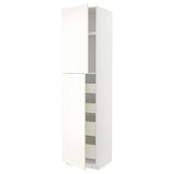 METOD / MAXIMERA hi cab w 2 doors/4 drawers, white/Vallstena white, 60x60x240 cm