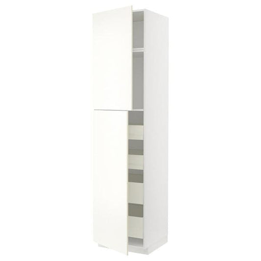 Ikea METOD / MAXIMERA - Hi cab w 2 doors/4 drawers, white/Vallstena white, 60x60x240 cm