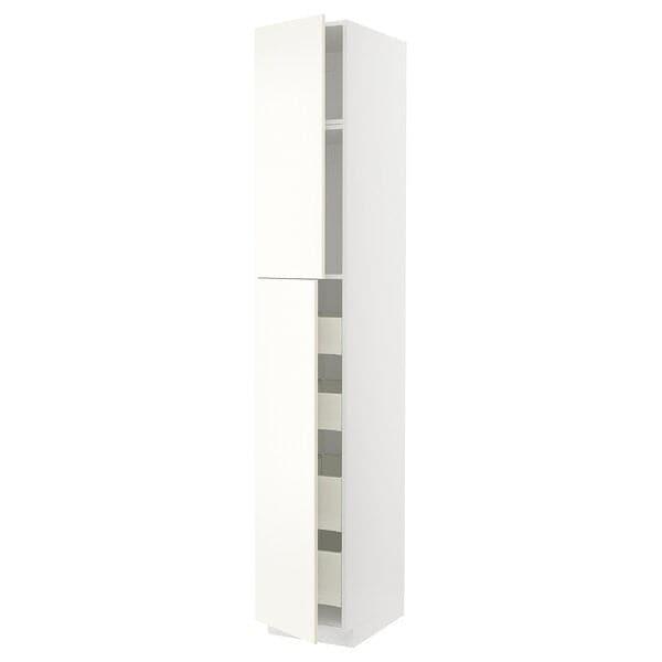 Ikea METOD / MAXIMERA - Hi cab w 2 doors/4 drawers, white/Vallstena white, 40x60x240 cm