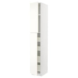 METOD / MAXIMERA hi cab w 2 doors/4 drawers, white/Vallstena white, 40x60x240 cm