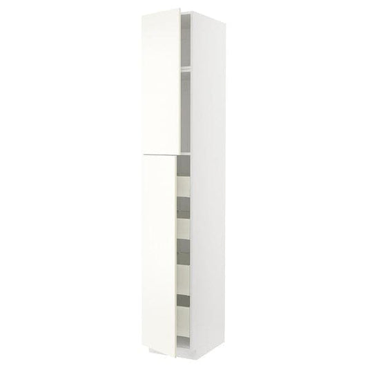 Ikea METOD / MAXIMERA - Hi cab w 2 doors/4 drawers, white/Vallstena white, 40x60x240 cm