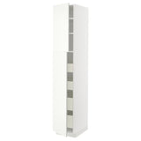 METOD / MAXIMERA hi cab w 2 doors/4 drawers, white/Vallstena white, 40x60x220 cm