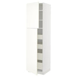 METOD / MAXIMERA hi cab w 2 doors/4 drawers, white/Vallstena white, 60x60x220 cm