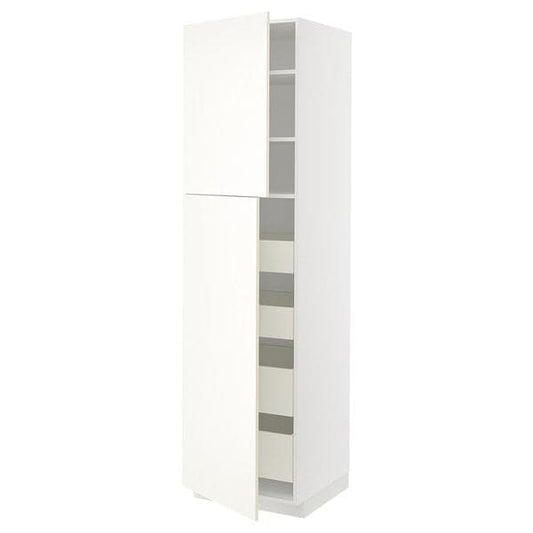 Ikea METOD / MAXIMERA - Hi cab w 2 doors/4 drawers, white/Vallstena white, 60x60x220 cm