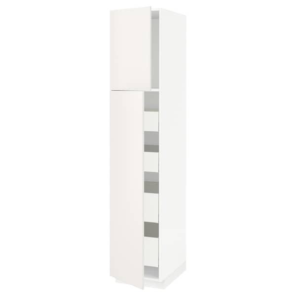 Ikea METOD / MAXIMERA - Hi cab w 2 doors/4 drawers, white/Veddinge white, 40x60x200 cm