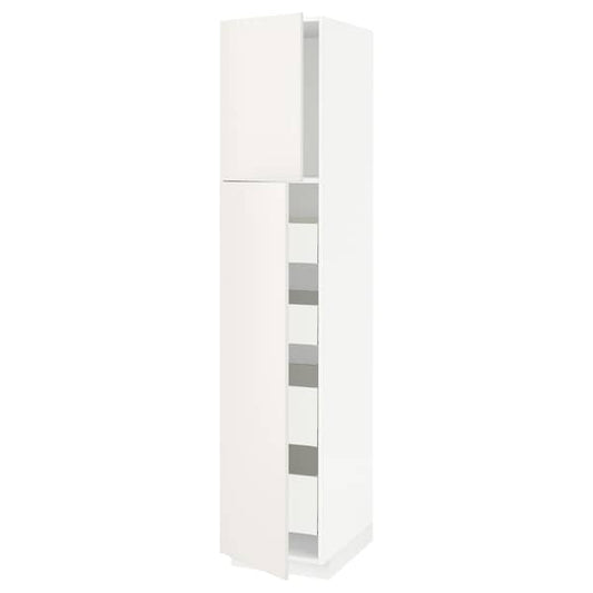 Ikea METOD / MAXIMERA - Hi cab w 2 doors/4 drawers, white/Veddinge white, 40x60x200 cm