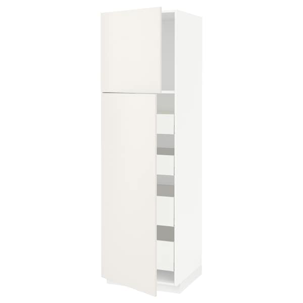 Ikea METOD / MAXIMERA - Hi cab w 2 doors/4 drawers, white/Veddinge white, 60x60x200 cm