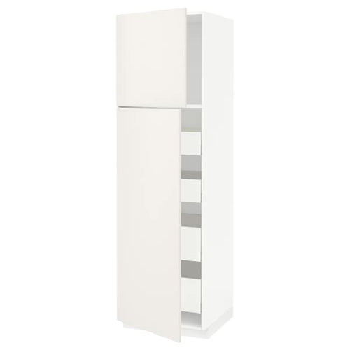 METOD / MAXIMERA hi cab w 2 doors/4 drawers, white/Veddinge white, 60x60x200 cm