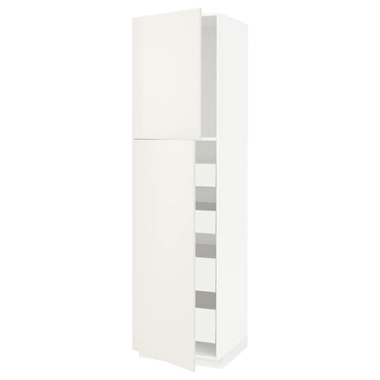 Ikea METOD / MAXIMERA - Hi cab w 2 doors/4 drawers, white/Veddinge white, 60x60x220 cm