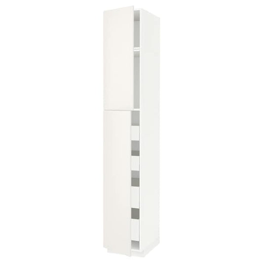 METOD / MAXIMERA - Hi cab w 2 doors/4 drawers, white/Veddinge white, 40x60x240 cm - best price from Maltashopper.com 89462337