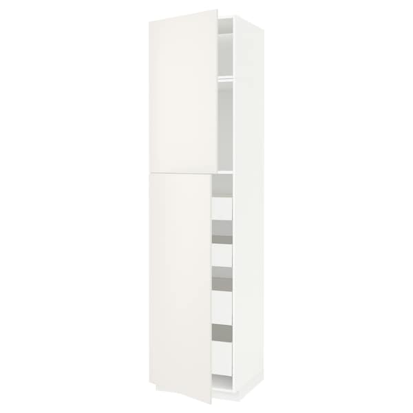 METOD / MAXIMERA - Hi cab w 2 doors/4 drawers, white/Veddinge white, 60x60x240 cm - best price from Maltashopper.com 39469143