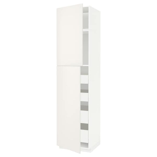 METOD / MAXIMERA - Hi cab w 2 doors/4 drawers, white/Veddinge white, 60x60x240 cm - best price from Maltashopper.com 39469143