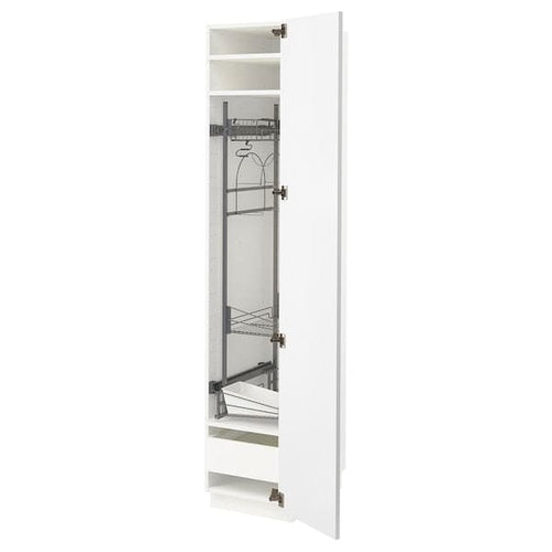 METOD / MAXIMERA - High cabinet with cleaning interior, white/Axstad matt white, 40x60x200 cm