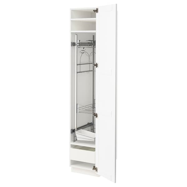 METOD / MAXIMERA - High cabinet with cleaning interior, white Enköping/white wood effect, 40x60x200 cm - best price from Maltashopper.com 39473324