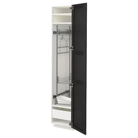 METOD / MAXIMERA - High cabinet with cleaning interior, white/Lerhyttan black stained , 40x60x200 cm - best price from Maltashopper.com 39374475
