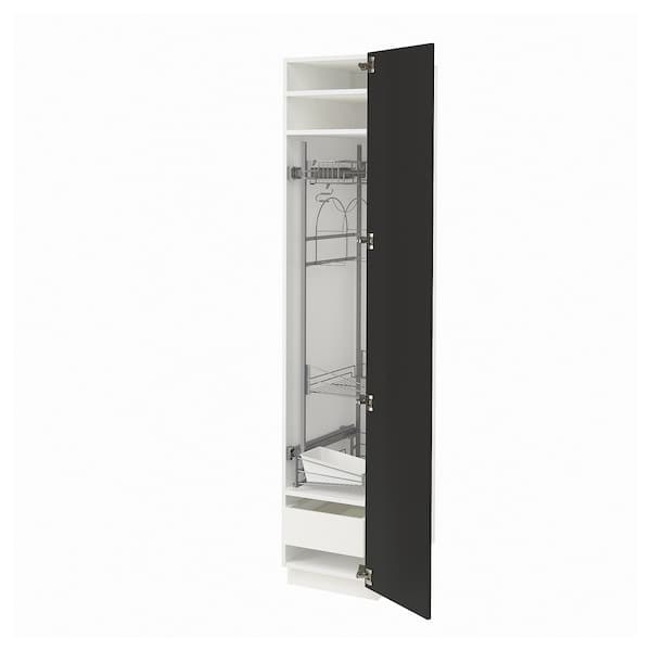 METOD / MAXIMERA - High cabinet with cleaning interior, white/Nickebo matt anthracite, 40x60x200 cm - best price from Maltashopper.com 29498725