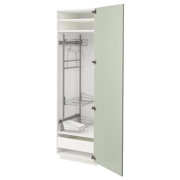 METOD / MAXIMERA - High cabinet with cleaning interior, white/Stensund light green, 60x60x200 cm - best price from Maltashopper.com 99486291