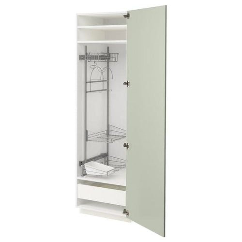 METOD / MAXIMERA - High cabinet with cleaning interior, white/Stensund light green, 60x60x200 cm