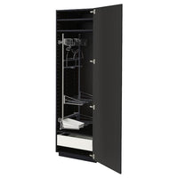 METOD / MAXIMERA - High cabinet with cleaning interior, black/Nickebo matt anthracite, 60x60x200 cm - best price from Maltashopper.com 99498835