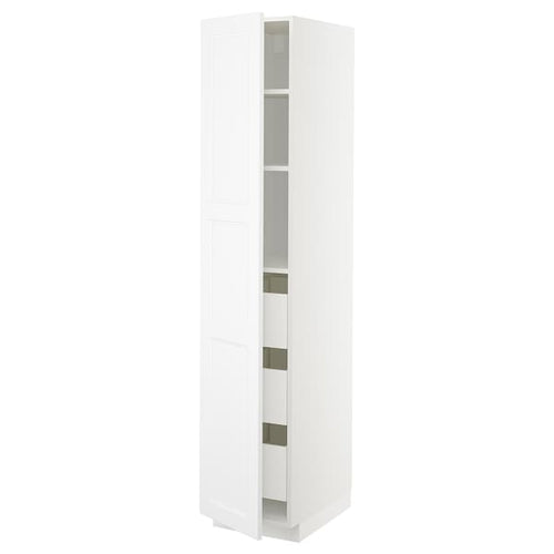 METOD / MAXIMERA - High cabinet with drawers, white/Axstad matt white, 40x60x200 cm