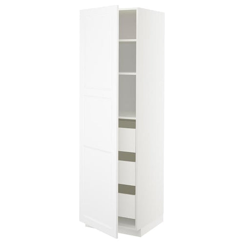 METOD / MAXIMERA - High cabinet with drawers, white/Axstad matt white, 60x60x200 cm