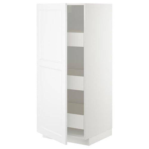 METOD / MAXIMERA - High cabinet with drawers, white/Axstad matt white, 60x60x140 cm