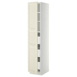 METOD / MAXIMERA high cabinet with drawers, white/Bodbyn off-white, 40x60x200 cm