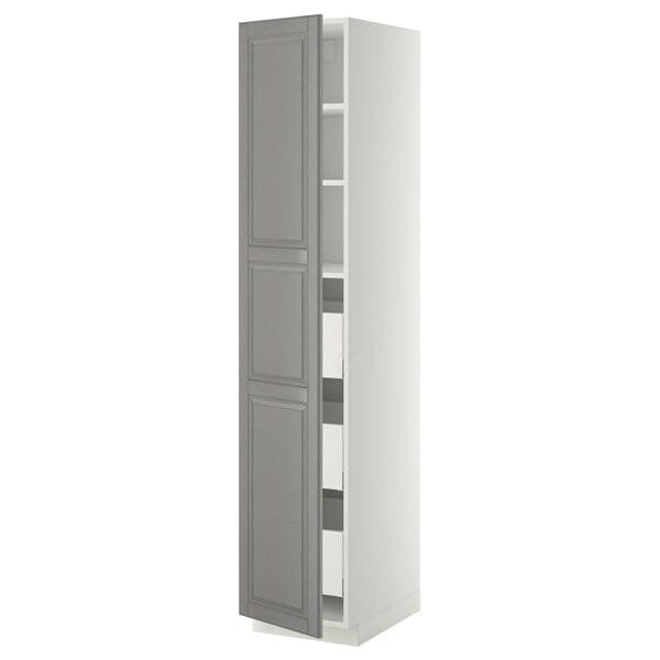 Ikea METOD / MAXIMERA - High cabinet with drawers, white/Bodbyn grey, 40x60x200 cm