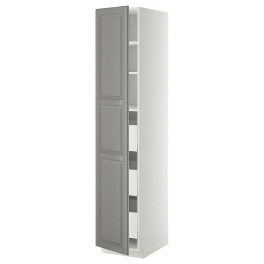 Ikea METOD / MAXIMERA - High cabinet with drawers, white/Bodbyn grey, 40x60x200 cm