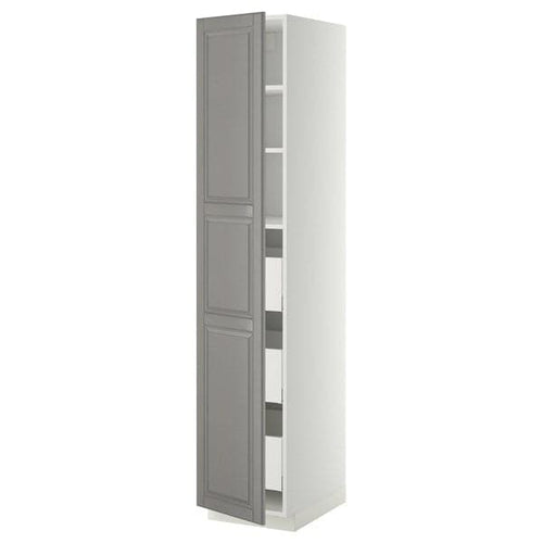 METOD / MAXIMERA - METOD / MAXIMERA High cabinet with drawers, white/Bodbyn grey, 40x60x200 cm