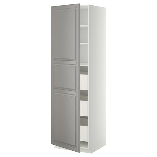 Ikea METOD / MAXIMERA - High cabinet with drawers, white/Bodbyn grey, 60x60x200 cm
