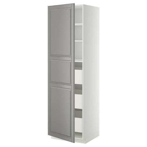 METOD / MAXIMERA - METOD / MAXIMERA High cabinet with drawers, white/Bodbyn grey, 60x60x200 cm