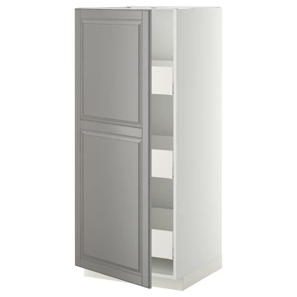 Ikea METOD / MAXIMERA - High cabinet with drawers, white/Bodbyn grey , 60x60x140 cm
