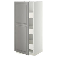 METOD / MAXIMERA - High cabinet with drawers, white/Bodbyn grey , 60x60x140 cm - best price from Maltashopper.com 39339199