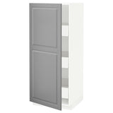 METOD / MAXIMERA high cabinet with drawers, white/Bodbyn grey, 60x60x140 cm